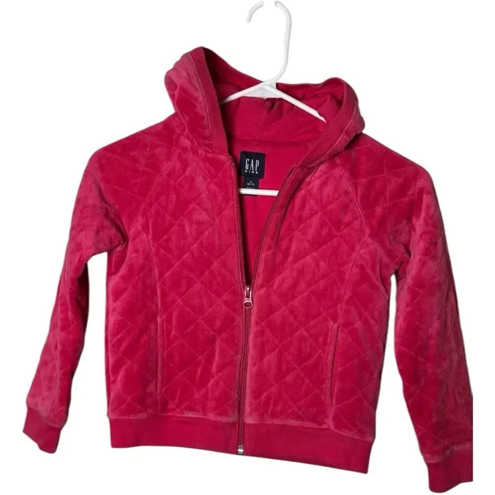 GAP Kids Quilted  Long Sleeve Zip Front  Hoodie With Pockets Sz S 6-7
